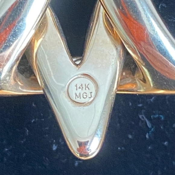 14K Stamped MGJ Yellow Gold David Star Merkaba Star Pendant & Chain 20" - Picture 4 of 7